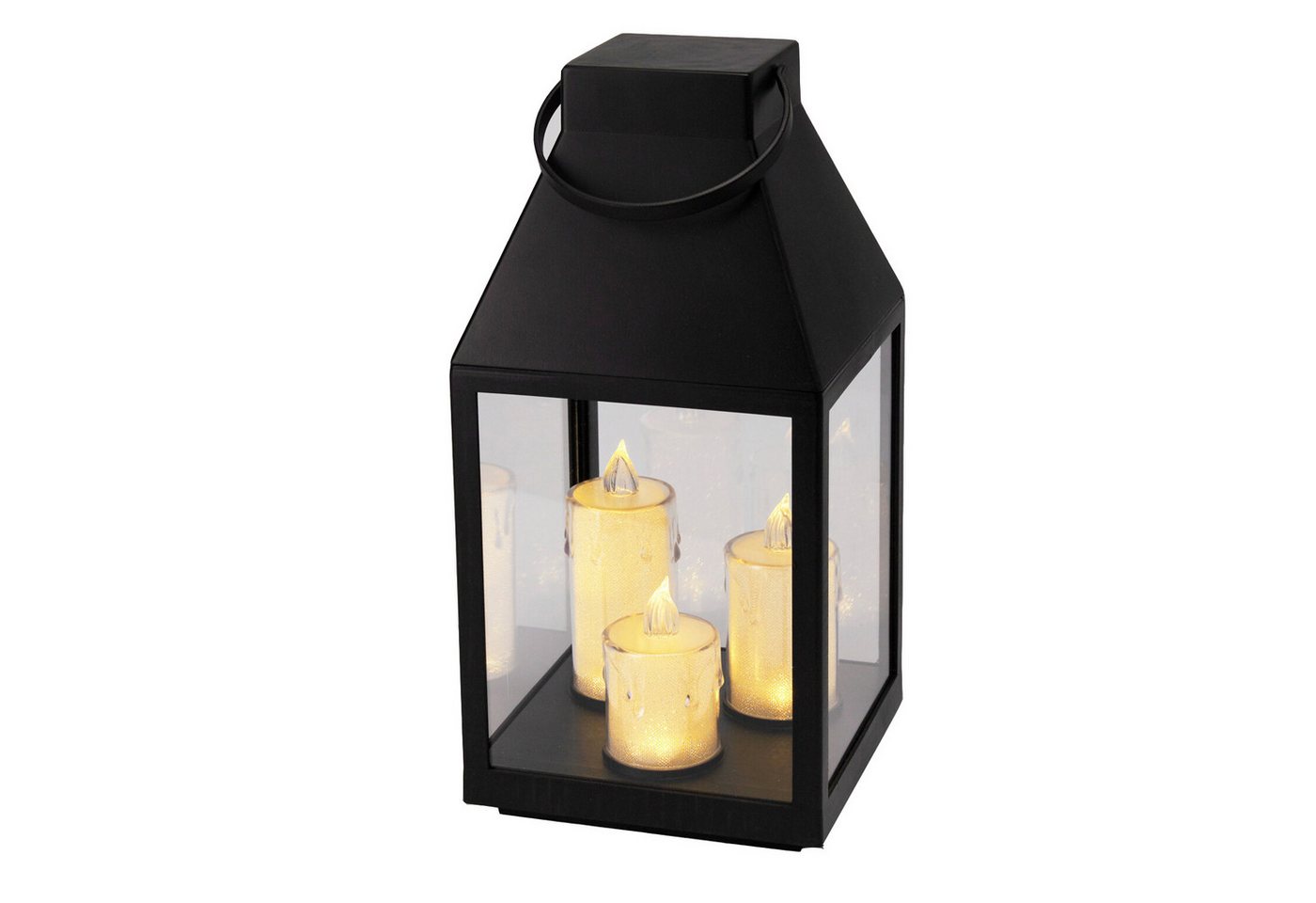 Mojawo Laterne Laterne Windlicht Stalllaterne Gartenlaterne 3 LED Kerzen Timer H35cm Bild 2