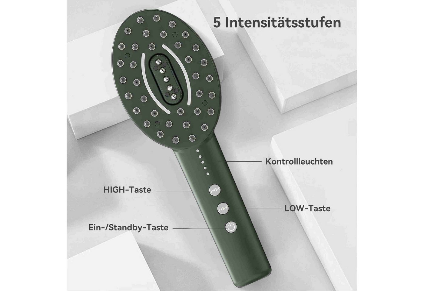 Super Solu Elektrohaarbürste LED Kopfhaut-Massagebürste, Rot- & Blaulicht Haarpflegebürste, Stärkung der Haarwurzeln & Förderung des Haarwachstums, Applikator