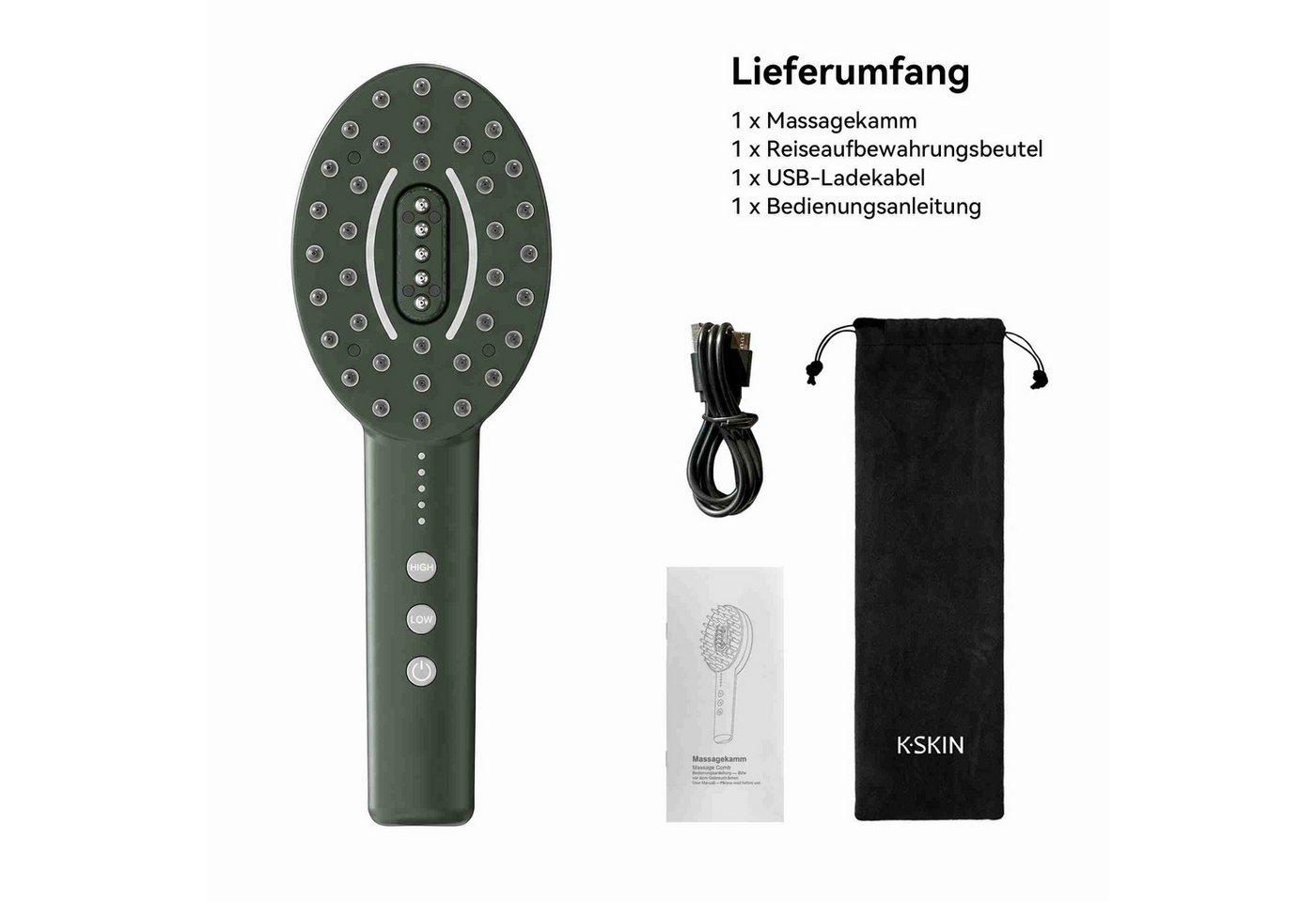 Super Solu Elektrohaarbürste LED Kopfhaut-Massagebürste, Rot- & Blaulicht Haarpflegebürste, Stärkung der Haarwurzeln & Förderung des Haarwachstums, Applikator Bild 2
