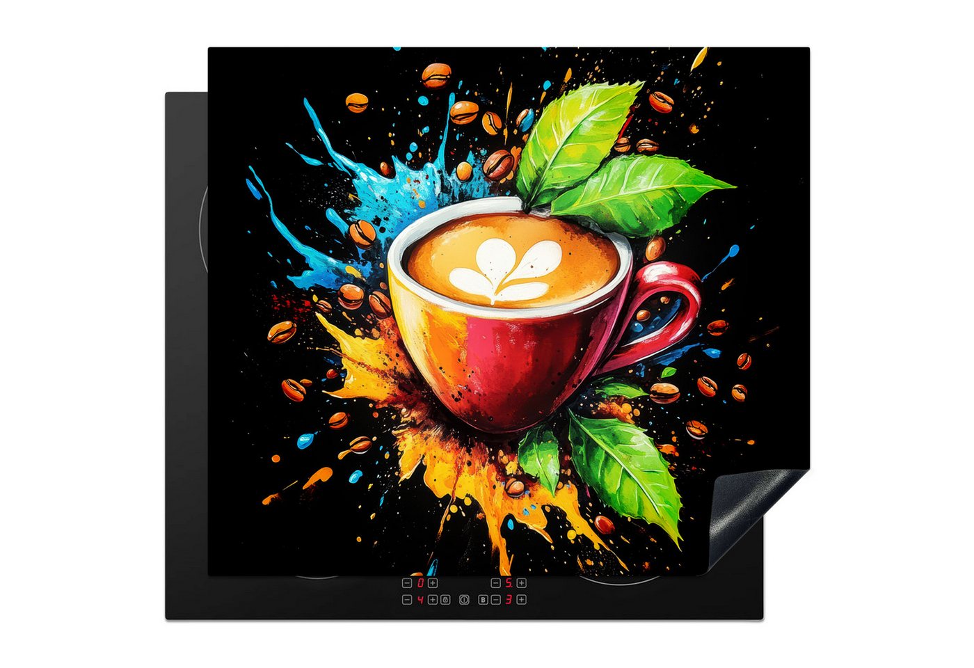 MuchoWow Herd-Abdeckplatte Kaffee - Graffiti - Trinken - Abstrakt, Vinyl, (1 tlg), Ceranfeldabdeckung Küche, Herdabdeckplatte Einteilig, 59x51 cm Bild 5