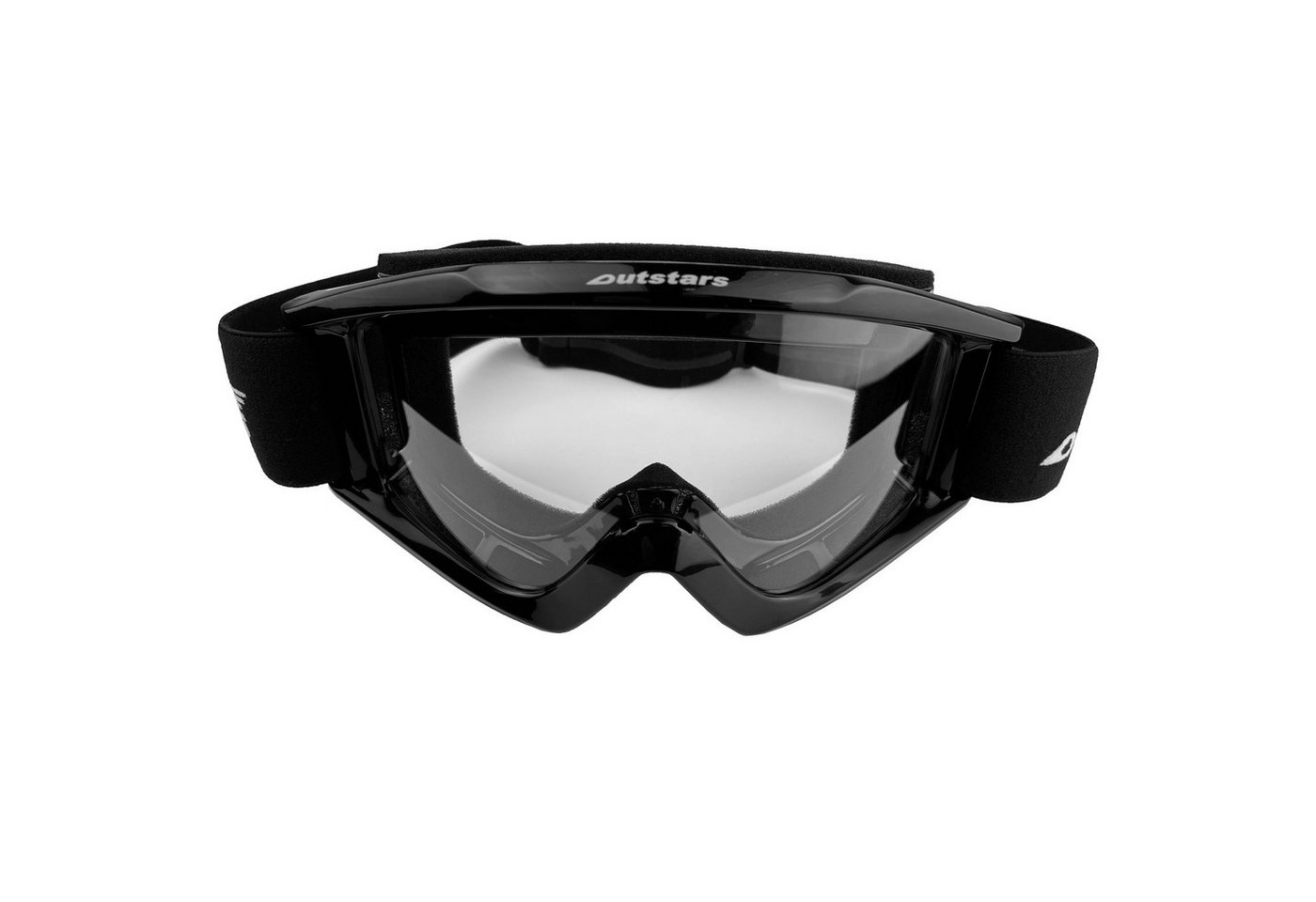 OUTSTARS Motorradbrille RO 4060 Crossbrille mit klarer Sichtscheibe und Belüftung, schwarz, auswechselbare Brillenscheibe