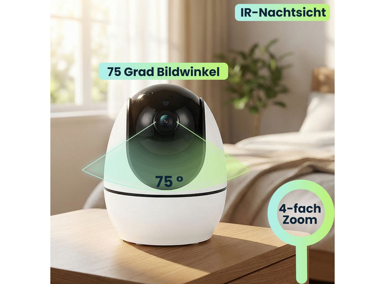 shop'n smile ideoon Überwachungskamera HD Kamera mit Monitor: SOS-Funk, Nachtsicht & Gegensprechen (Kamera Auflösung: 1280 x 720 Pixel)