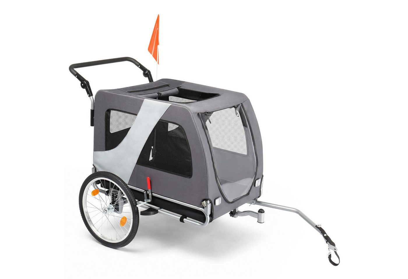 LALAHO Fahrradhundeanhänger Fahrradanhänger 2-in-1 klappbar 3-fach verstellbarer Griff & 360°, 144 cm × 72 cm × 78 cm Hundefahrradanhänger 60 kg Traglast Bild 3
