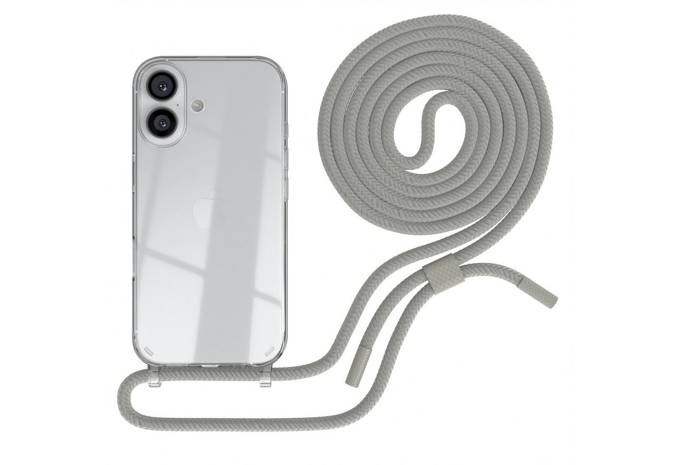 EAZY CASE Handykette Silikon Kette Unifarbe für Apple iPhone 16 6,1 Zoll, Schutzhülle zum Umhängen Hülle mit Umhängeband Kettenhülle Grau Taupe Bild 3