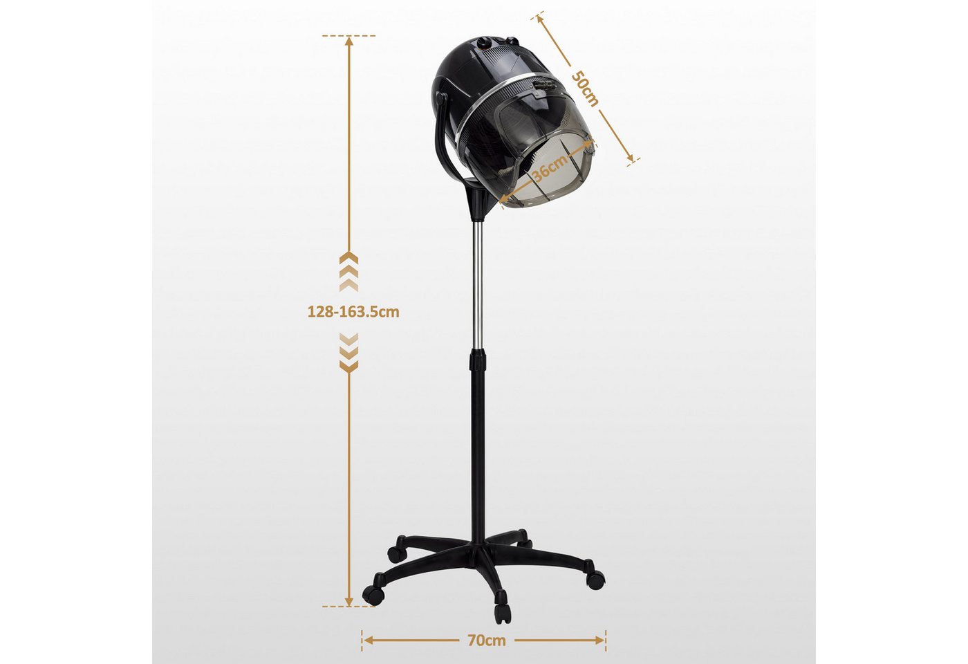 Barberpub Haartrockenhaube BarberPub Stehende Trockenhaube für Haare TR317 (Schwarz), 1100 W, mit 0-75°C & 60 Min Timer Verstellbar, 1100W Bild 2