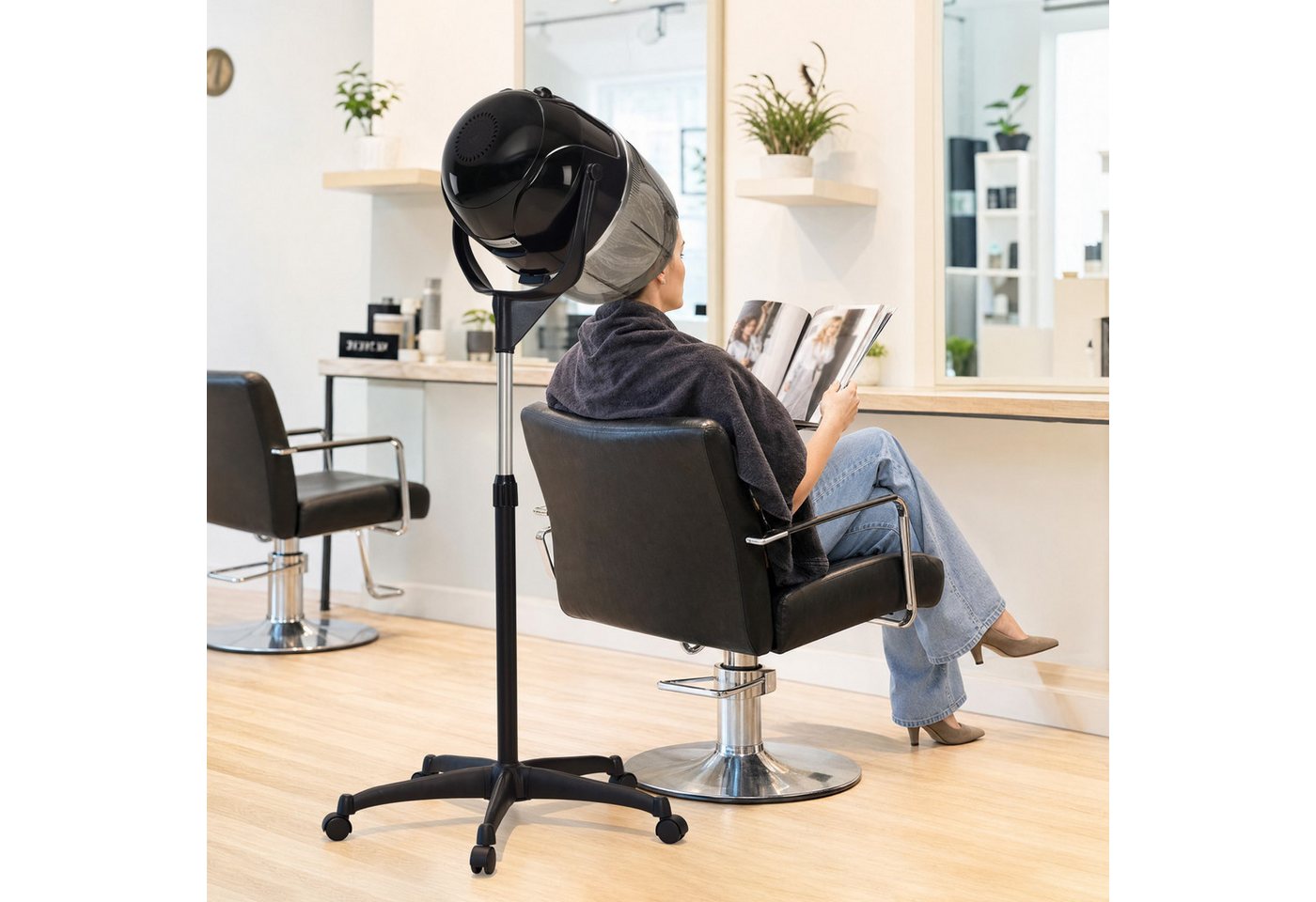 Barberpub Haartrockenhaube BarberPub Stehende Trockenhaube für Haare TR317 (Schwarz), 1100 W, mit 0-75°C & 60 Min Timer Verstellbar, 1100W Bild 5