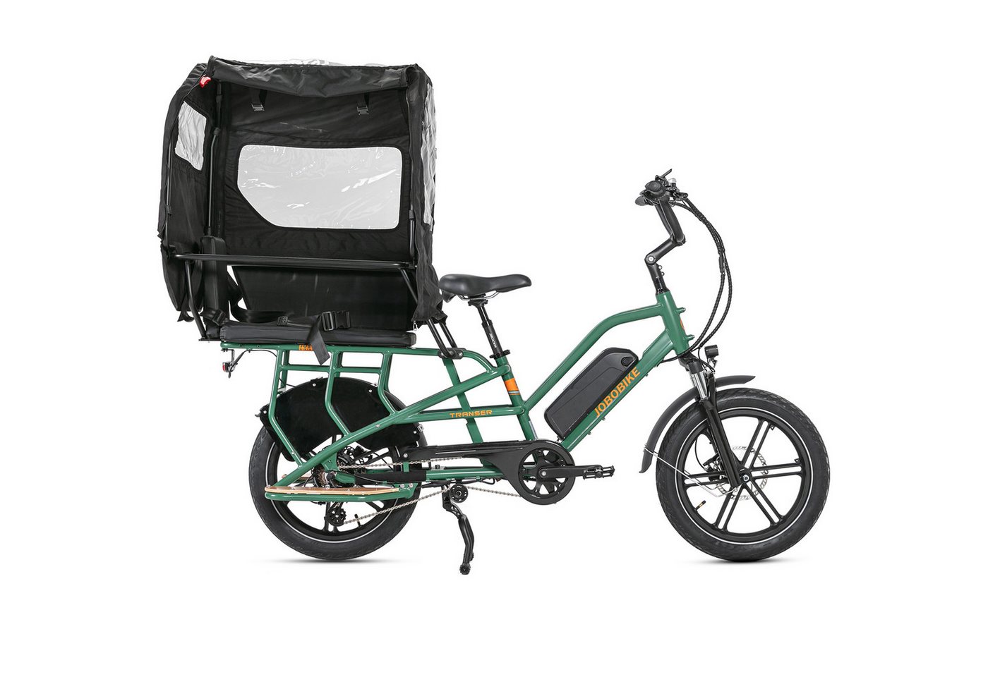 JOBOBIKE E-Bike Cargo 20 Zoll, 150km, bis 200 kg, Lastenrad für Familie, Einkauf & Alltag, 7 Gang Shimano, Kettenschaltung, Heckmotor, 720 Wh, (Bremslicht, Farb-LCD-Display, Doppelbein-Ständer, Drehmomentsensor), mit Federsattelstütze, E-Lastenrad Longtail, Elektrofahrrad