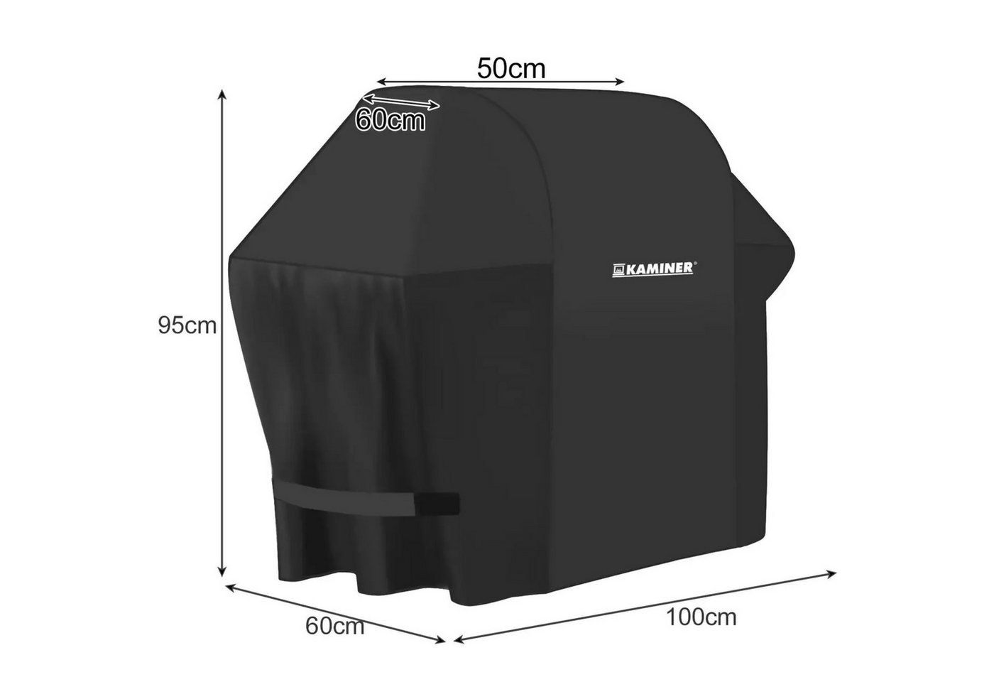 Kaminer Grillabdeckhaube Grillabdeckung 95x100x60 cm Wasserdicht UV-Schutz Oxford Schwarz, Wasserdicht, UV-beständig, reißfest, windfest mit Klettverschluss Bild 2
