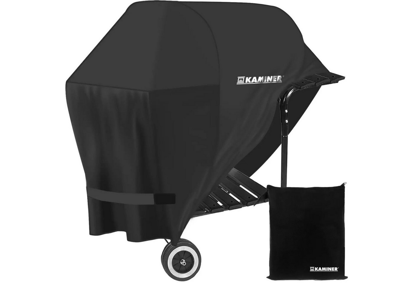 Kaminer Grillabdeckhaube Grillabdeckung 95x100x60 cm Wasserdicht UV-Schutz Oxford Schwarz, Wasserdicht, UV-beständig, reißfest, windfest mit Klettverschluss Bild 3