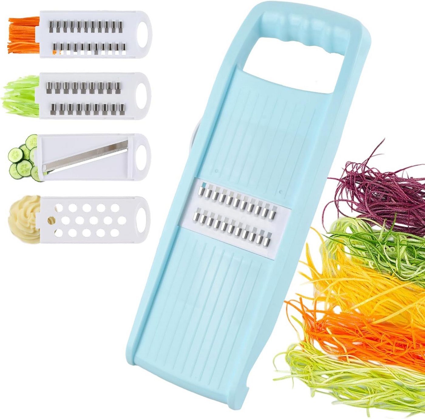 FELIXLEO Gemüseschneider 4 in 1 Gemüsehobel Abnehmbar Mandoline Reibe mit Griff für Kartoffeln Bild 2