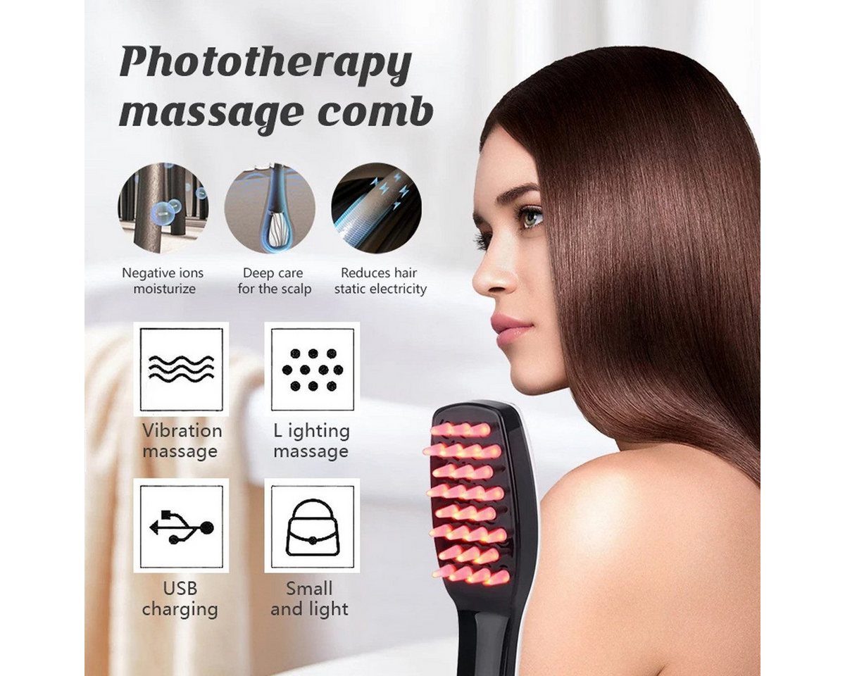wohnTRAUM24 Elektrohaarbürste Elektrische Kopfhaut Massage Bürste,3 in 1 Phototherapie-Massage-Kamm, Reduzieren Sie Haarausfall Haarpflege Bild 5