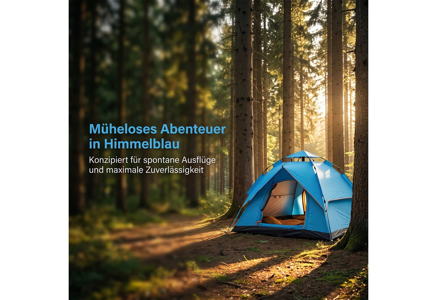 AKKEE Kuppelzelt Automatik-Strandmuschel 3–4 Personen, wasserdicht und UV-beständig, Personen: 3, Pop Up Campingzelt 200 x 200 x 130 cm