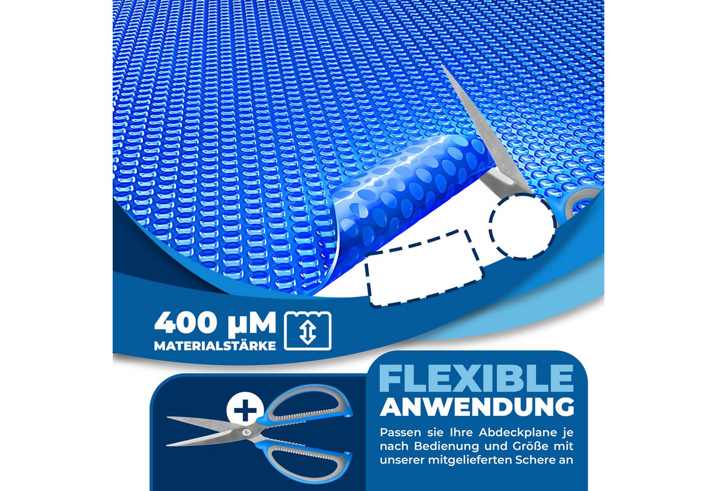 KESSER Solarabdeckplane, zuschneidbare Solarfolie Stärke 120µm für Runde & Eckige Pools