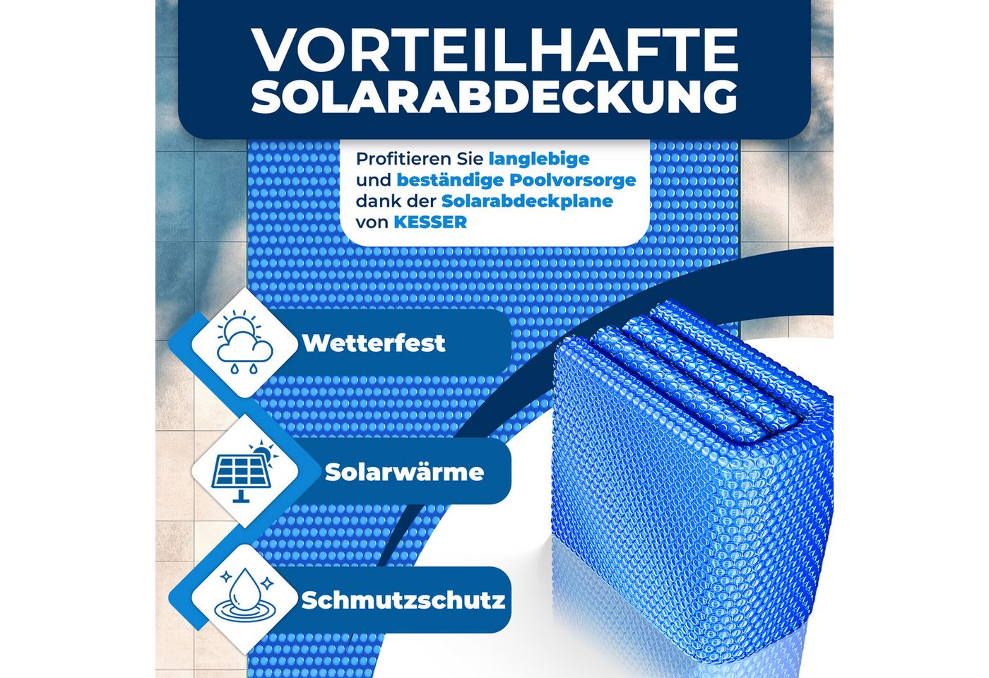 KESSER Solarabdeckplane, zuschneidbare Solarfolie Stärke 120µm für Runde & Eckige Pools Bild 3