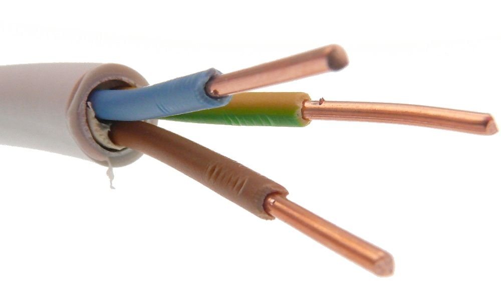 maxgo® Mantelleitung Installationsleitung NYM-J 3G1,5 3x1,5 PVC grau 5m Elektro-Kabel, (500 cm), 5m