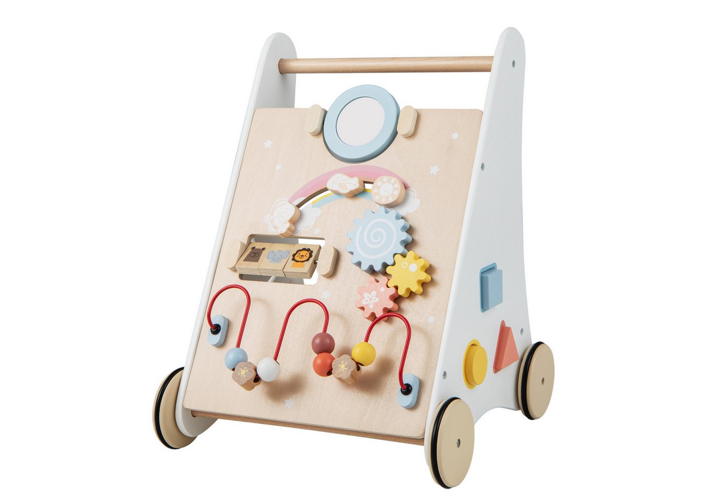 COSTWAY Babywalker Lauflernwagen, 7 in 1 mit Bauklötzen, aus Holz