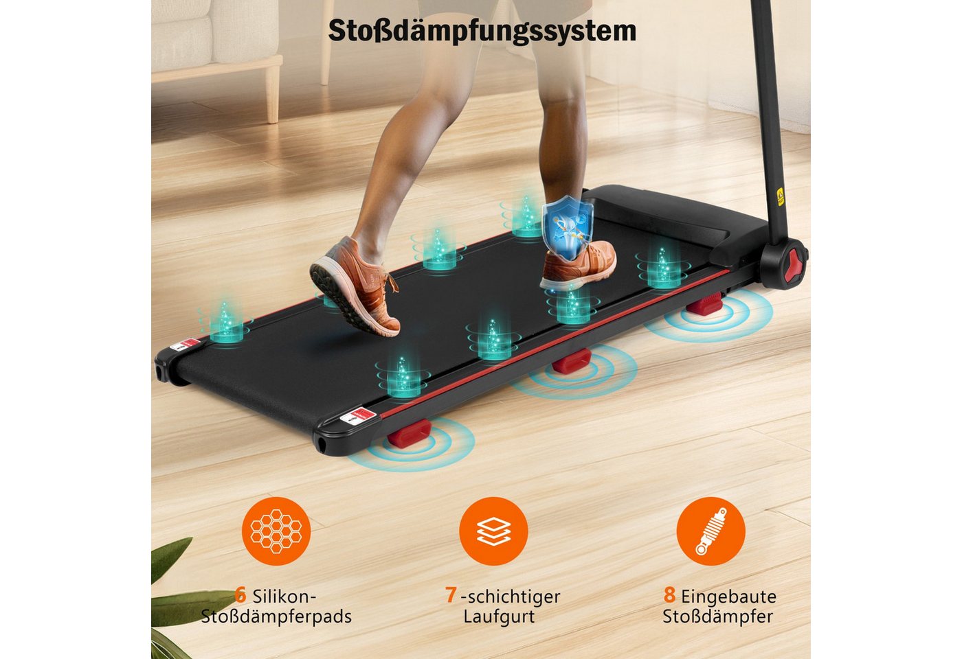ANYSUN Laufband Laufband für Zuhause, Laufband Klappbar mit Steigung 8%, (Laufbänder Leise bis 14km/h mit Großer Lauffläche, 3,0 HP Treadmill für Zuhause), mit LED Anzeige & Bluetooth, Max Belastung 120KG Bild 3