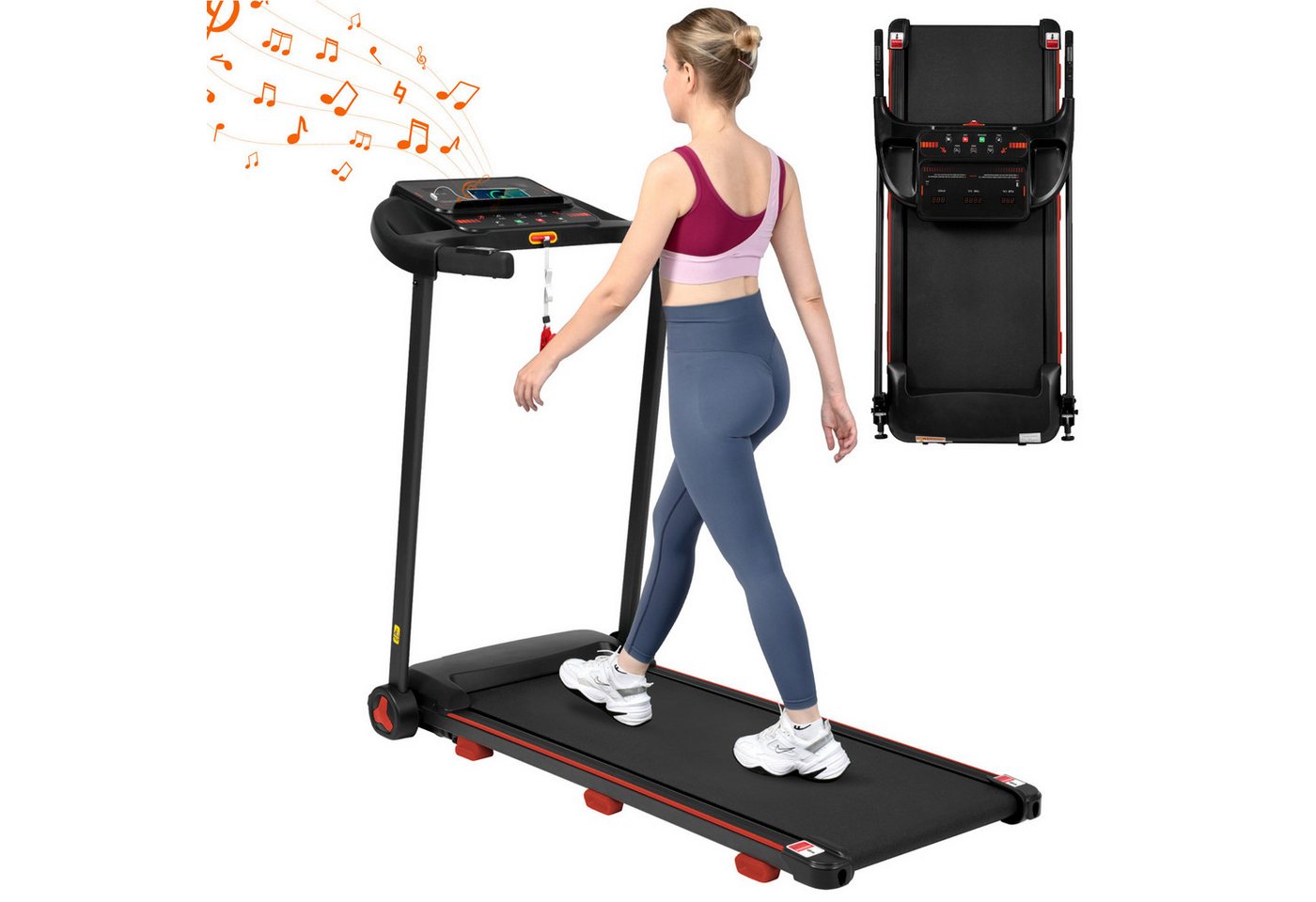 ANYSUN Laufband Laufband für Zuhause, Laufband Klappbar mit Steigung 8%, (Laufbänder Leise bis 14km/h mit Großer Lauffläche, 3,0 HP Treadmill für Zuhause), mit LED Anzeige & Bluetooth, Max Belastung 120KG Bild 4