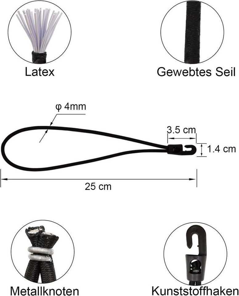 FELIXLEO Spanngurt 50 Spanngummis mit Kugel 15/20cm aus Gummi für Planen (1-St) Bild 2