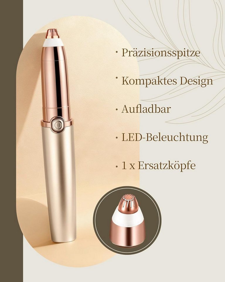 FELIXLEO Haarentferner-Set Augenbrauenrasierer Damen Elektrisch mit Ersatzkopf USB Bild 4
