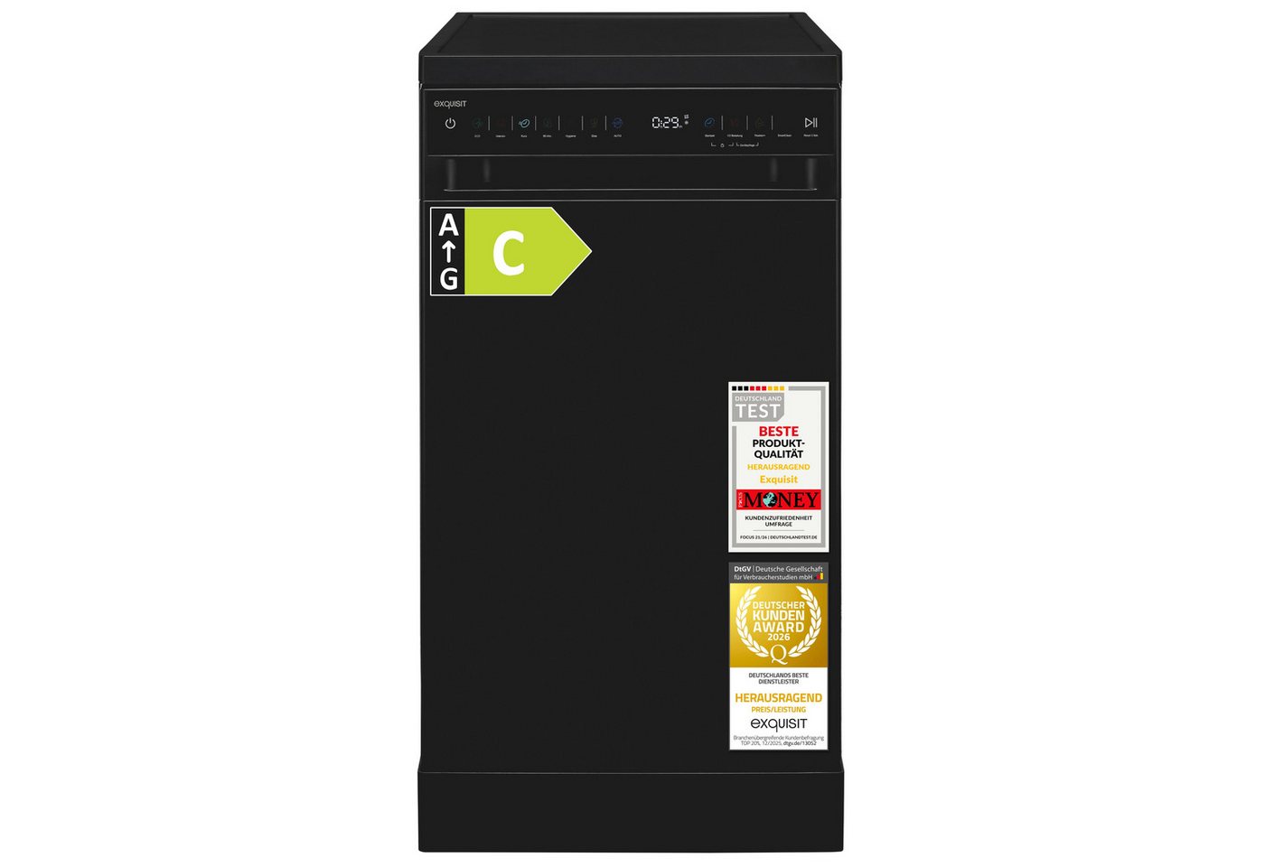 EXQUISE Standgeschirrspüler GSP59311-450C, 9,8 l, 11 Maßgedecke, LED, 2100 W, 84,9 x 44,8 x 59,0 cm, 118,2 cm Bild 3
