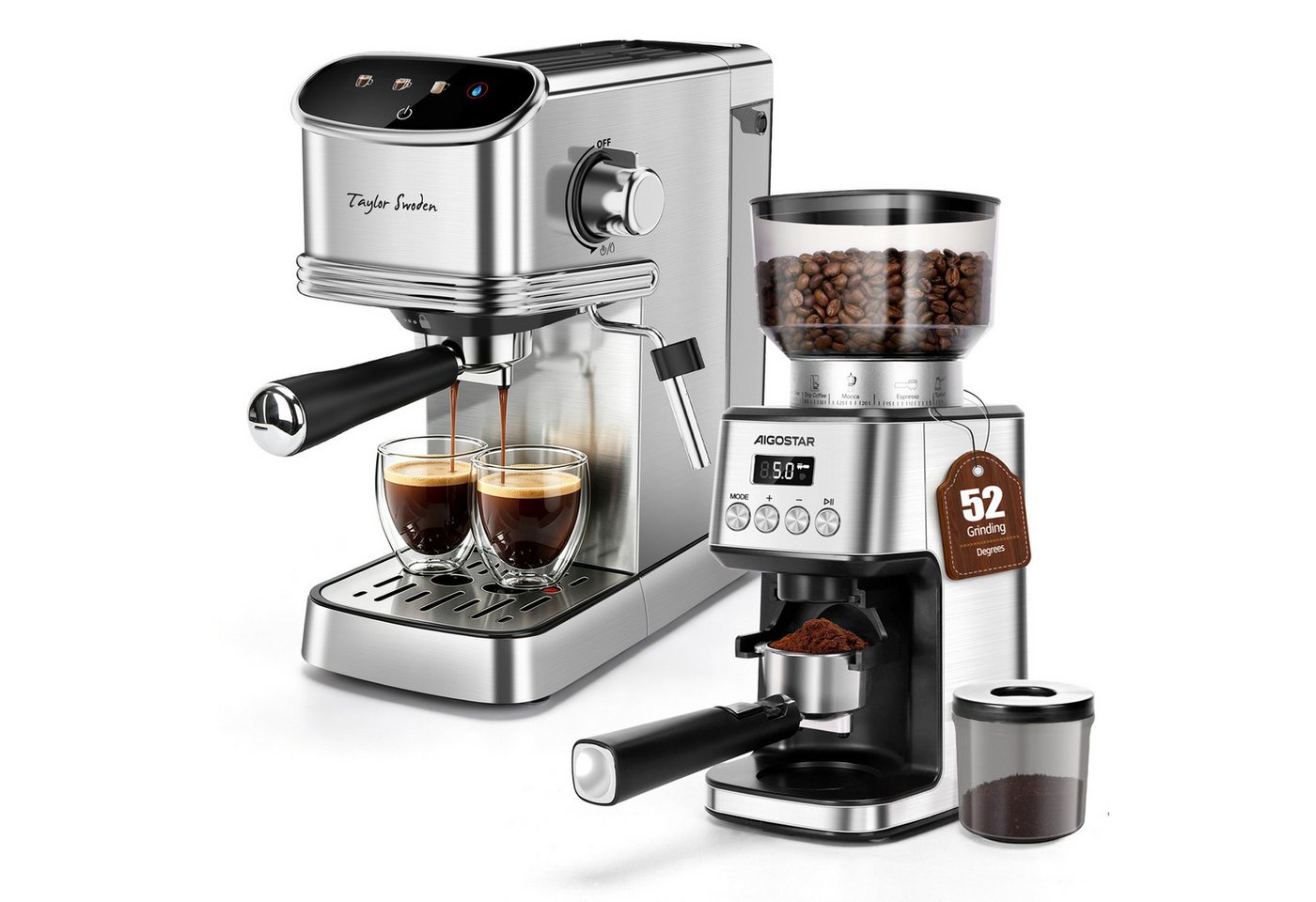 Taylor Swoden Espressomaschine, 2 in 1 Kompakte Edelstahl Kapsel Kaffeemaschine mit 1,35L Tank Bild 4