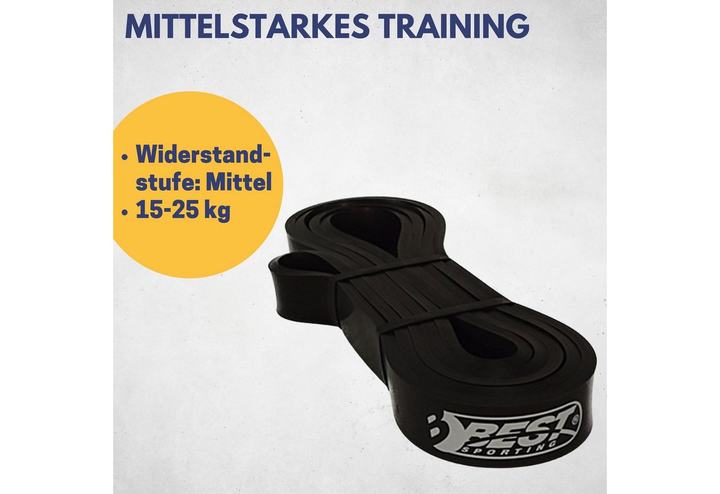Best Sporting Physiobänder Fitnessband in schwarz 21 mm I Widerstandsband Mittel 15-25 kg, Für vielseitiges und individuelles Fitness- und Widerstandstraining