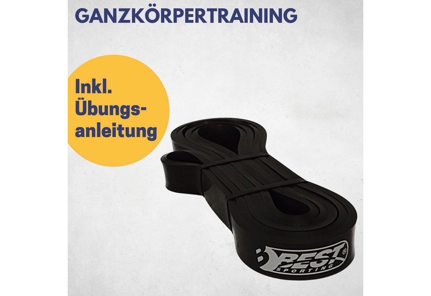 Best Sporting Physiobänder Fitnessband in schwarz 21 mm I Widerstandsband Mittel 15-25 kg, Für vielseitiges und individuelles Fitness- und Widerstandstraining Bild 4