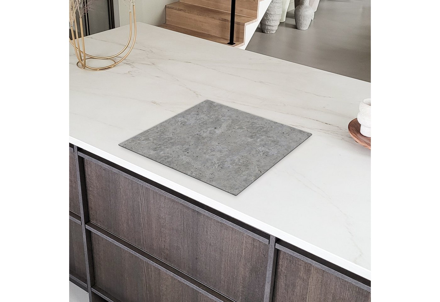 MuchoWow Herd-Abdeckplatte Beton - Schiefer - Grau - Betonoptik/print, Vinyl, (1 tlg), Abdeckplatte für Ceranfeld, Herd Inductionsmatte, 60x50 cm Bild 2