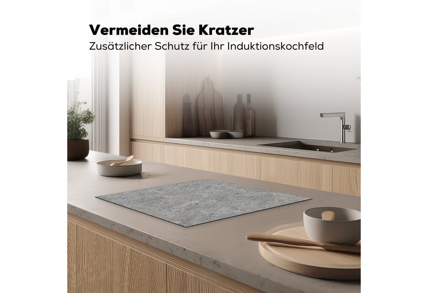 MuchoWow Herd-Abdeckplatte Beton - Schiefer - Grau - Betonoptik/print, Vinyl, (1 tlg), Abdeckplatte für Ceranfeld, Herd Inductionsmatte, 60x50 cm Bild 3