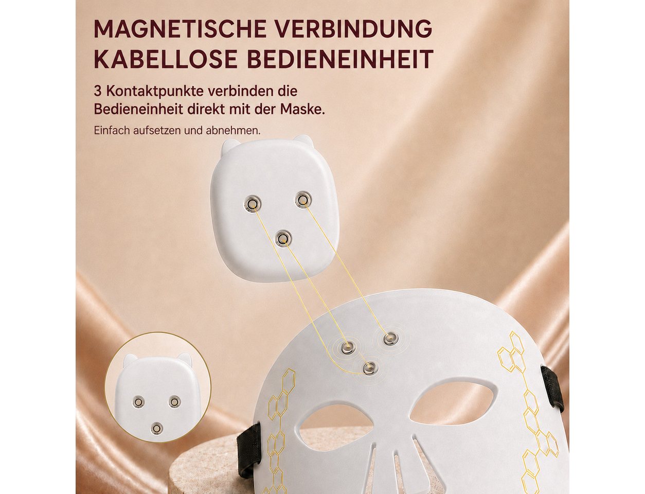 COOL-i ® Kosmetikbehandlungsgerät LED Gesichtsmaske kabellos mit Nahinfrarot, mehreren Lichtmodi, Timer und USB Aufladung Bild 4