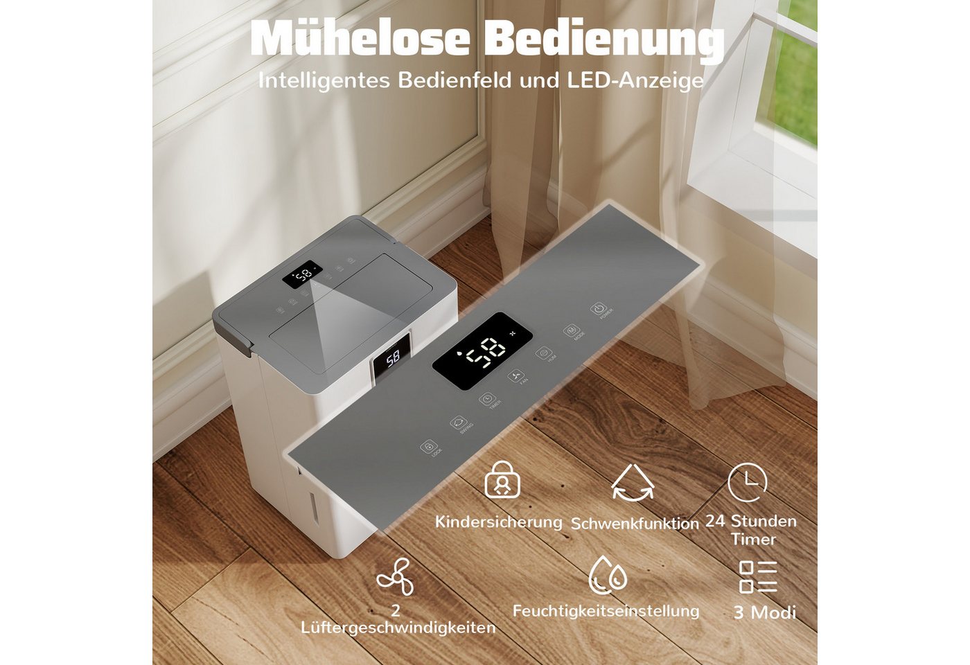 COSTWAY Luftentfeuchter, für 150 m³ Räume, Entfeuchtung 35 l/Tag, Tank 5,5 l Bild 3
