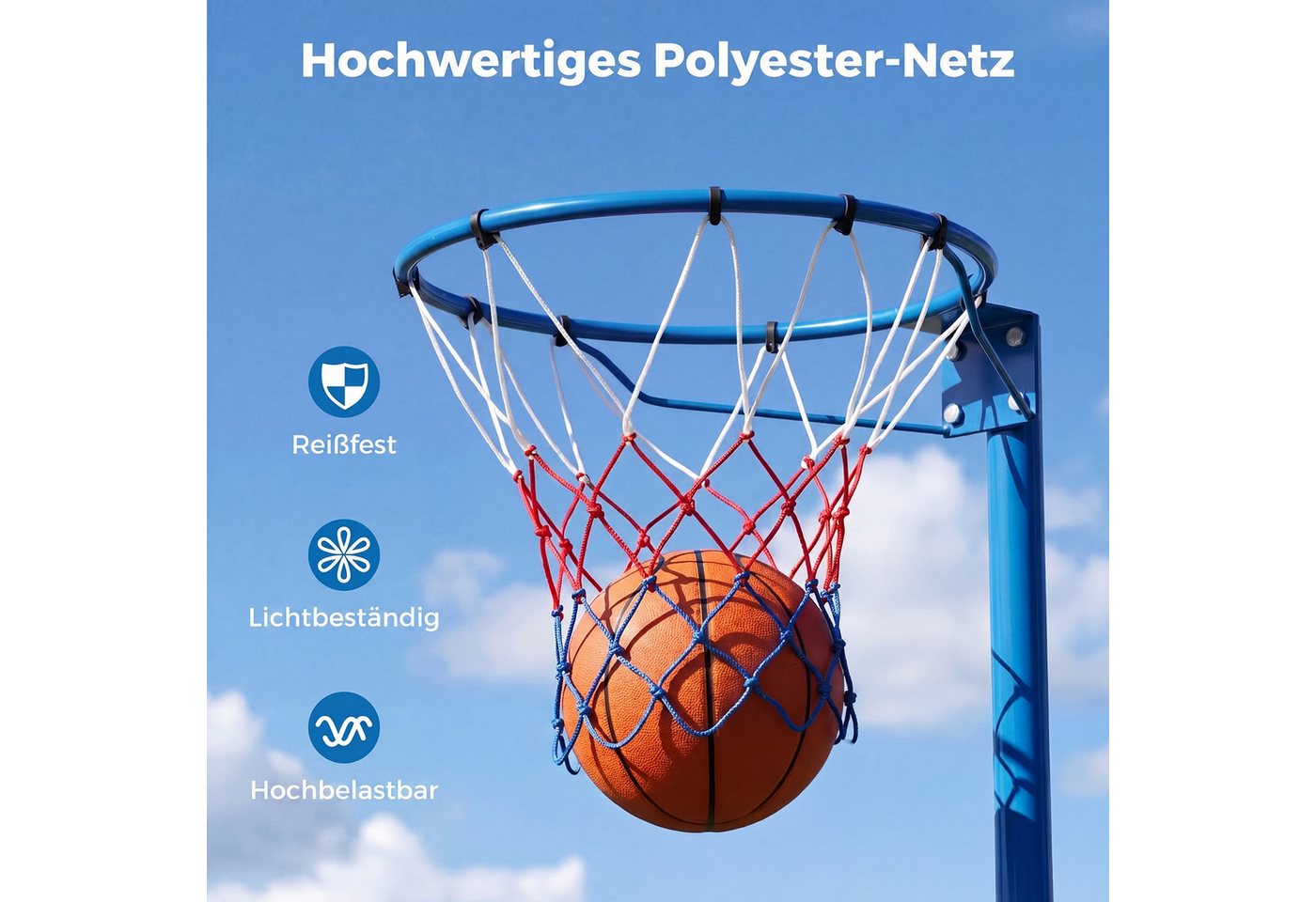 COSTWAY Basketballständer, Mit höhenverstellbarem Pfosten von 105-255 cm Bild 4
