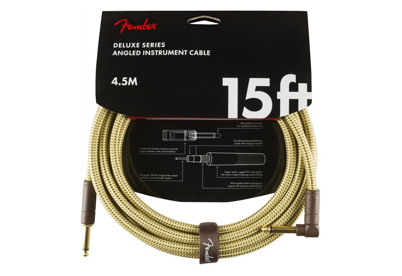 Fender Instrumentenkabel, Deluxe Tweed Instrument Cable 4,5 m - Instrumentenkabel