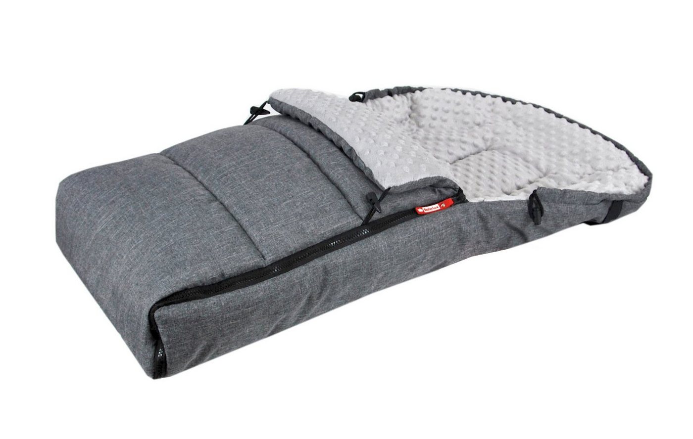 BabyLux Fußsack BABYLUX Fußsack MINKY Kinderwagen Buggy Fleece Babyschale Thermo, Grau + Minky Grau Bild 2