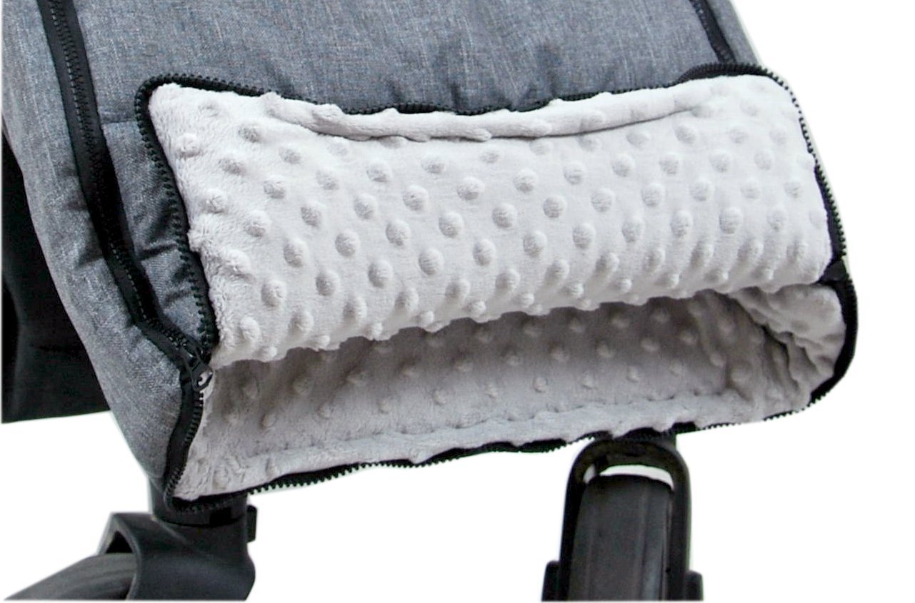 BabyLux Fußsack BABYLUX Fußsack MINKY Kinderwagen Buggy Fleece Babyschale Thermo, Grau + Minky Grau Bild 3