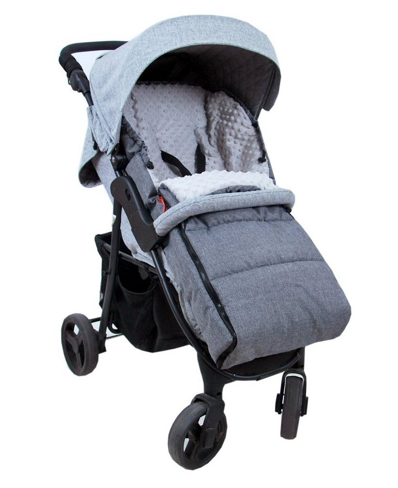 BabyLux Fußsack BABYLUX Fußsack MINKY Kinderwagen Buggy Fleece Babyschale Thermo, Grau + Minky Grau Bild 4