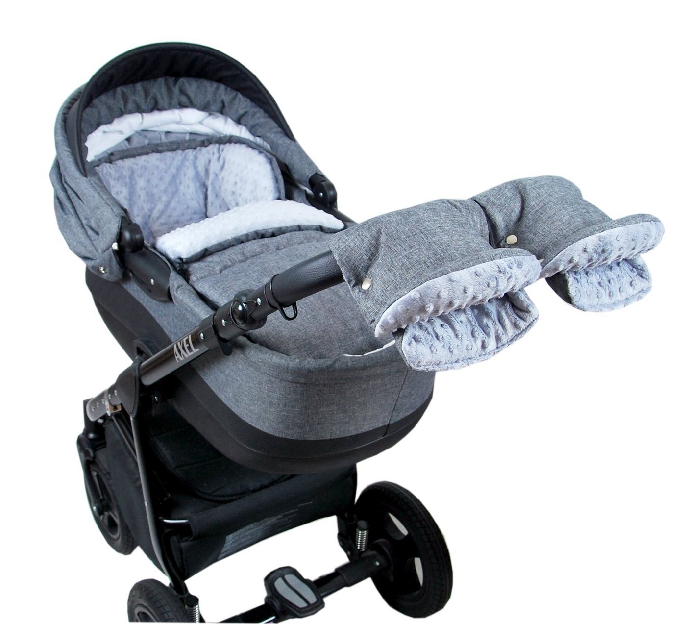 BabyLux Fußsack BABYLUX Fußsack MINKY Kinderwagen Buggy Fleece Babyschale Thermo, Grau + Minky Grau 3tlg + Muff Bild 3