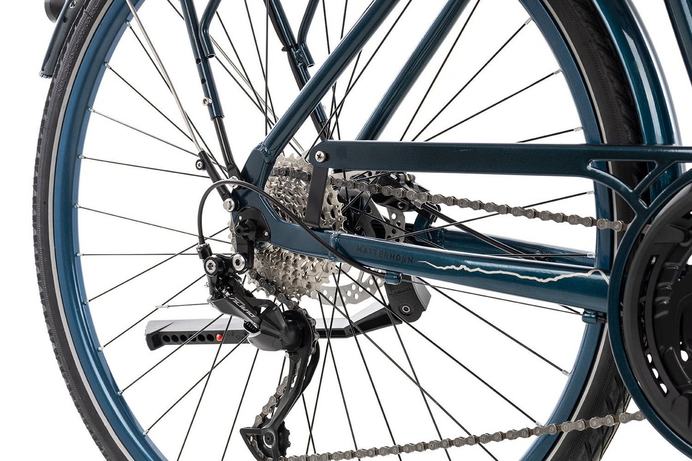 Bergrausch Trekkingrad Matterhorn Trapez, 27 Gang Shimano Alivio Schaltwerk, Kettenschaltung, Damenrad 28 Zoll blau Bild 2