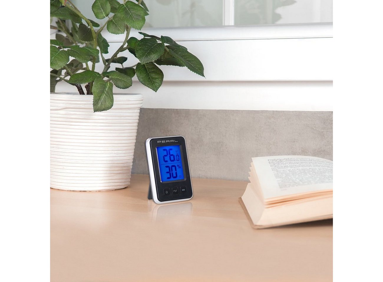 PEARL Raumthermometer Digitales MIN MAX Thermometer Hygrometer Luftfeuchte Messgerät blau Bild 2