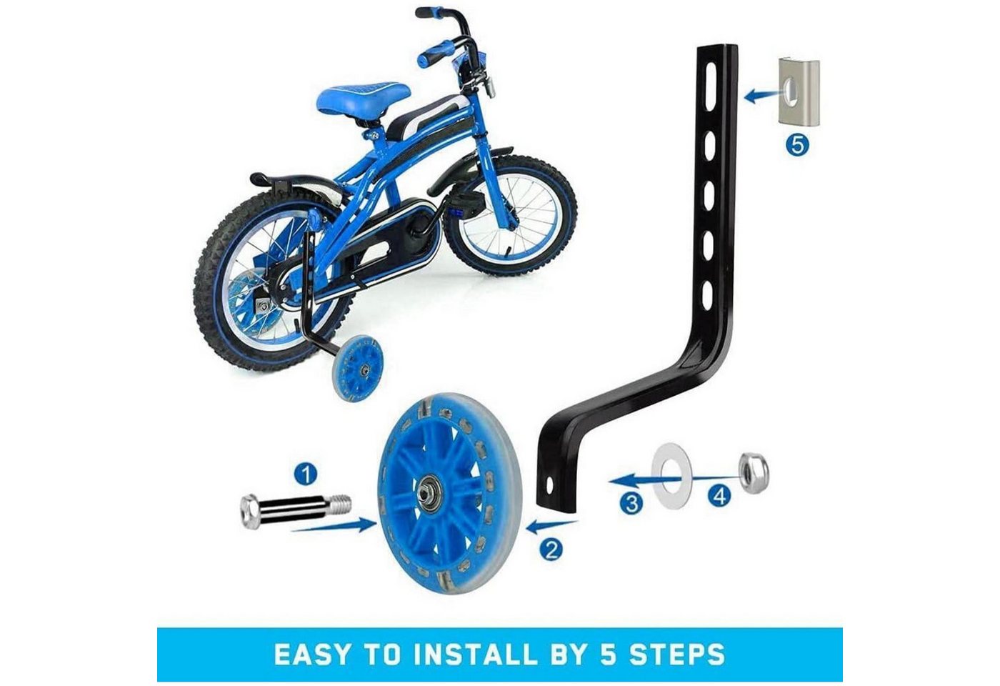 LuxusKollektion Fahrrad-Stützrad Stützräder Kinder Fahrrad Universal Erwachsene Hilfsräder Blau 1PCS Bild 4
