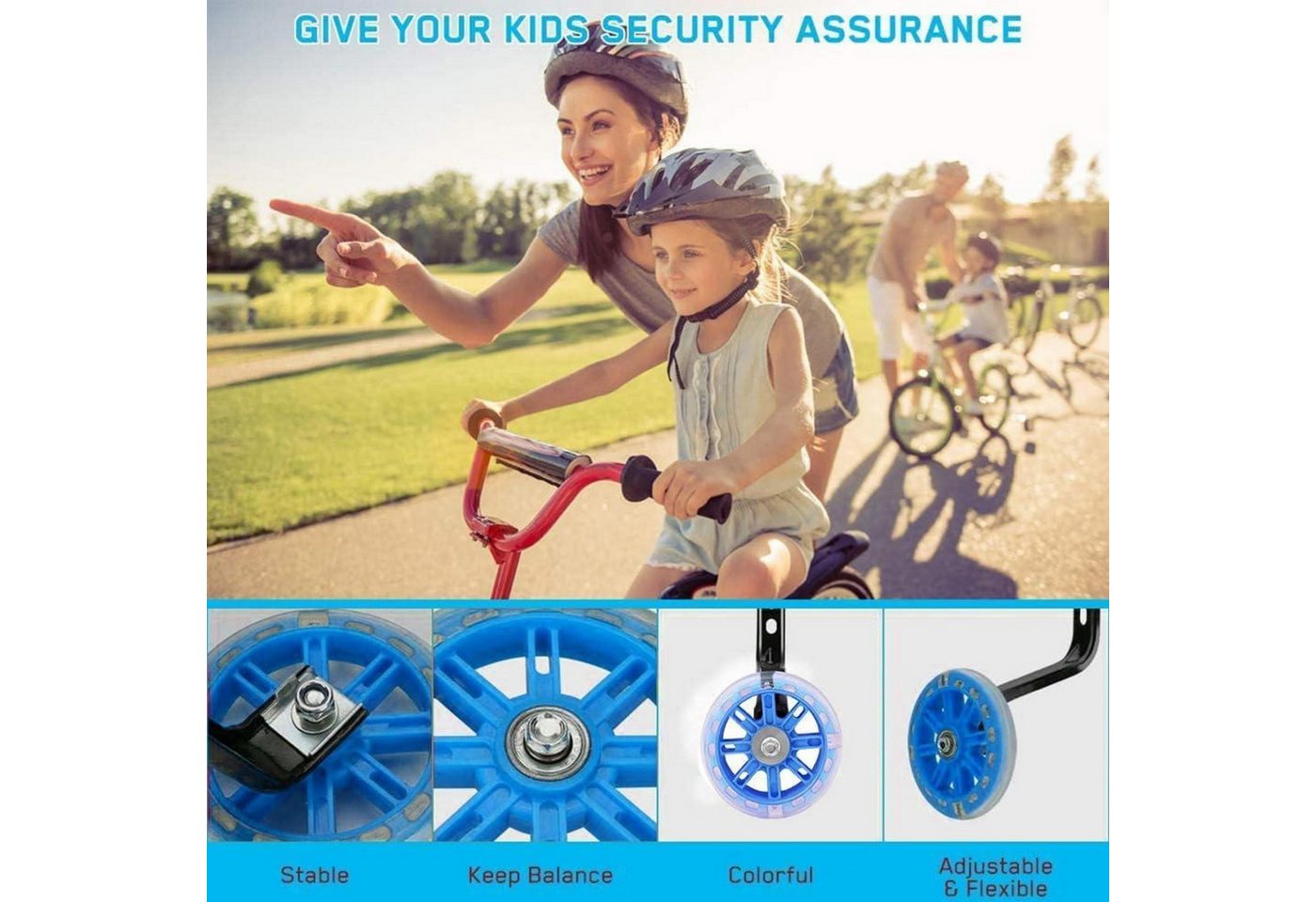 LuxusKollektion Fahrrad-Stützrad Stützräder Kinder Fahrrad Universal Erwachsene Hilfsräder Blau 1PCS Bild 5