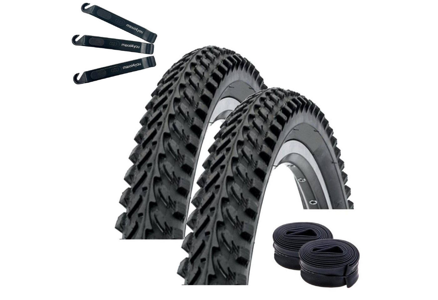 maxxi4you Fahrradreifen 2 x Kenda K-898 MTB 20 x 2,00 (50-406) Schwarz + 2 x AV inkl. RH