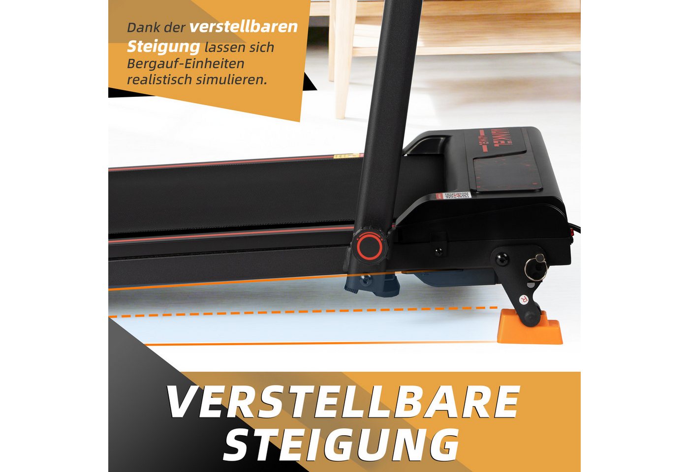 Vankel Laufband Klappbares Laufband, 1-12 km/h, mit App-Steuerung (Fernbedienung), Kompaktes Gehband fürs Homeoffice mit 8% Steigung Bild 3