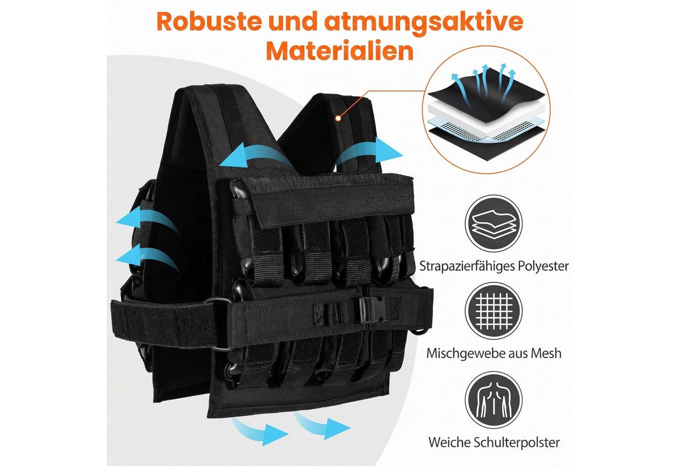 COSTWAY Gewichtsweste, 20 kg, Fitnessweste für Krafttraining Bild 3