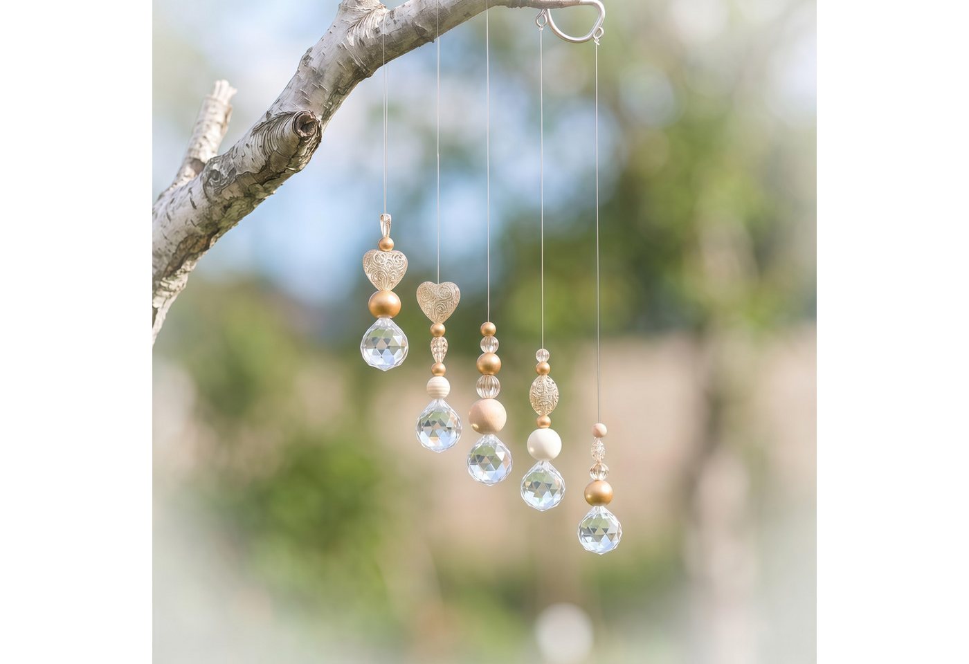 FOUORTUNATE-BEE Windspiel 5er Set Kristall-Sonnenfänger für Fenster, Garten & Balkon (5 St), Kristall-Suncatcher zum Aufhängen für schöne Lichtreflexe Bild 3