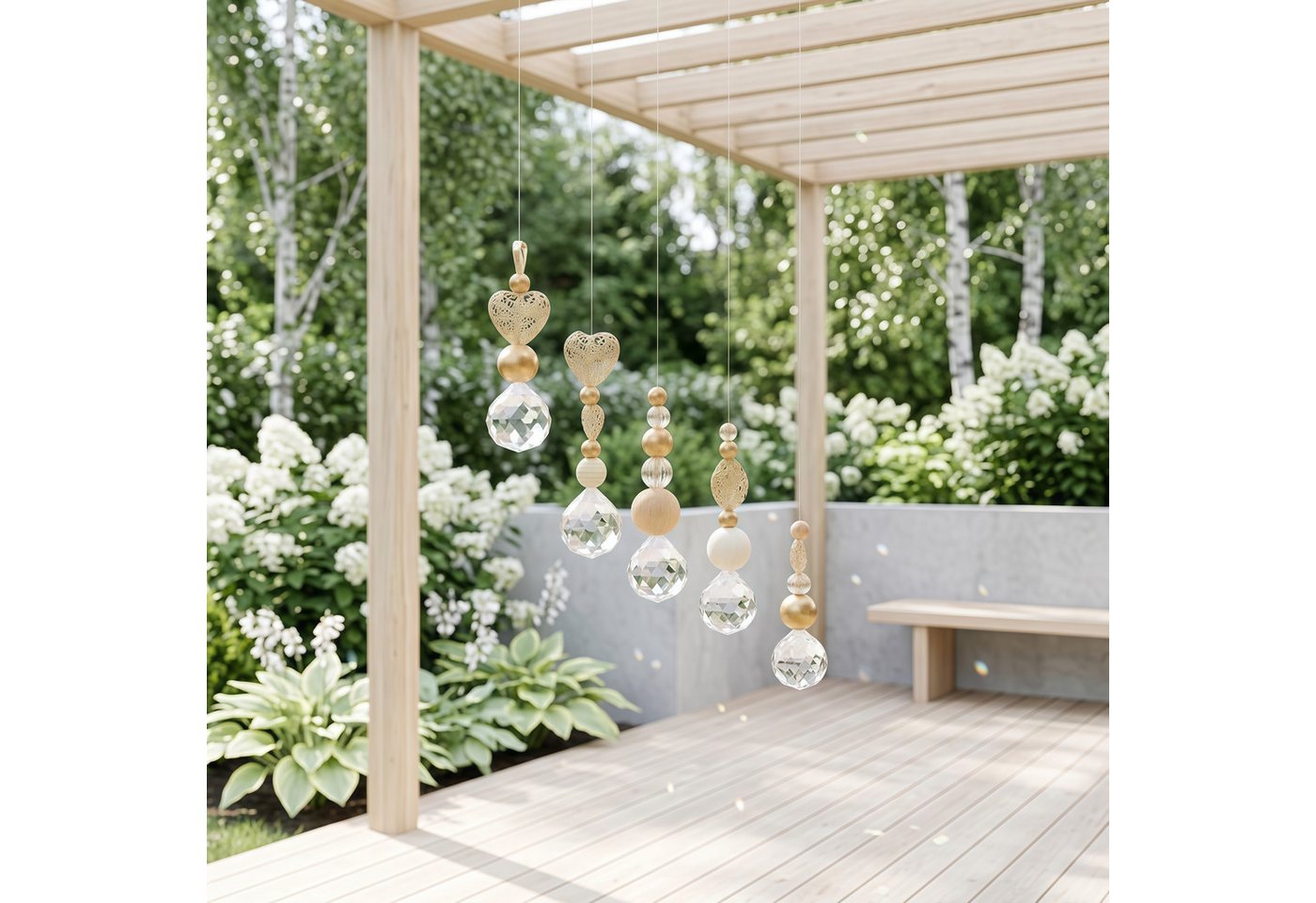 FOUORTUNATE-BEE Windspiel 5er Set Kristall-Sonnenfänger für Fenster, Garten & Balkon (5 St), Kristall-Suncatcher zum Aufhängen für schöne Lichtreflexe Bild 4