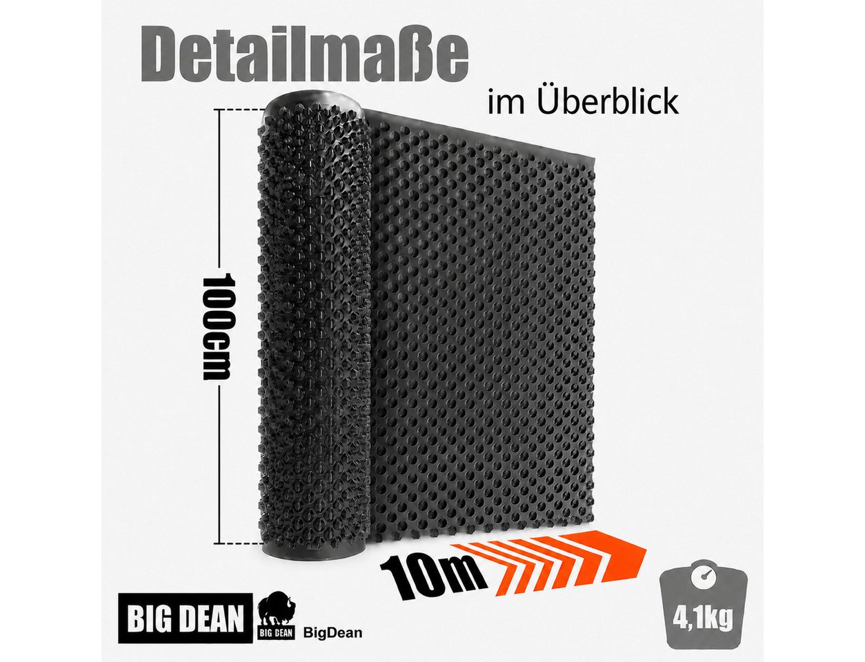 BigDean Schutzfolie Premium Noppenfolie Nässeschutz Hochbeet, (Set, 1-St., x 10m Noppenfolie), Druckstabil, flexibel zuschneidbar, effiziente Drainage Bild 2