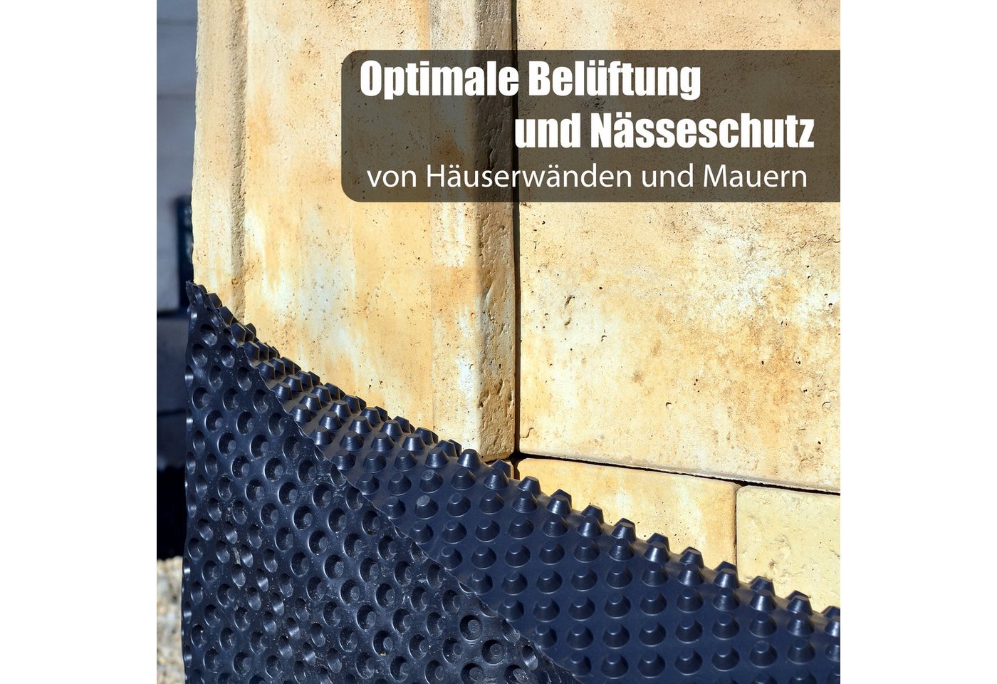 BigDean Schutzfolie Premium Noppenfolie Nässeschutz Hochbeet, (Set, 1-St., x 10m Noppenfolie), Druckstabil, flexibel zuschneidbar, effiziente Drainage Bild 3