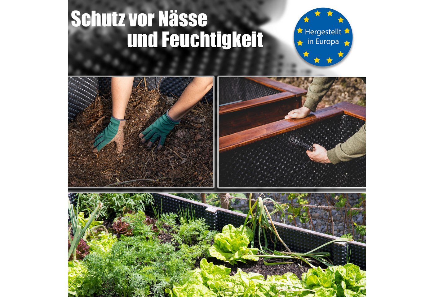 BigDean Schutzfolie Premium Noppenfolie Nässeschutz Hochbeet, (Set, 1-St., x 10m Noppenfolie), Druckstabil, flexibel zuschneidbar, effiziente Drainage Bild 4